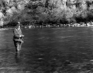 Herbert Hoover fishing the Klamath River at Brown's Camp, Calif.